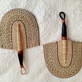 Set of 2 Bolga fans, African wall decor