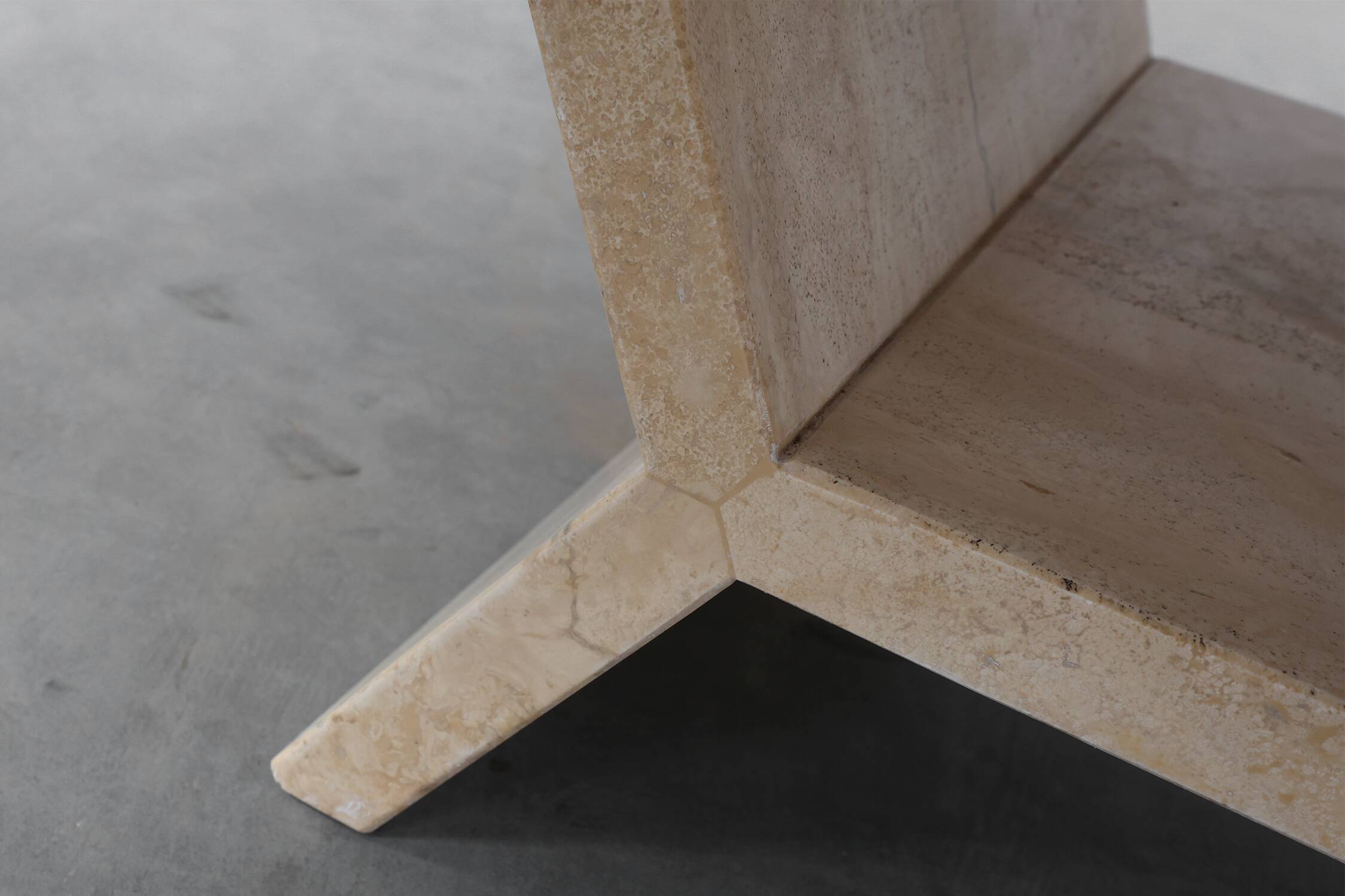 Sculptural geometric rectangular travertine coffee, Italy 1960s