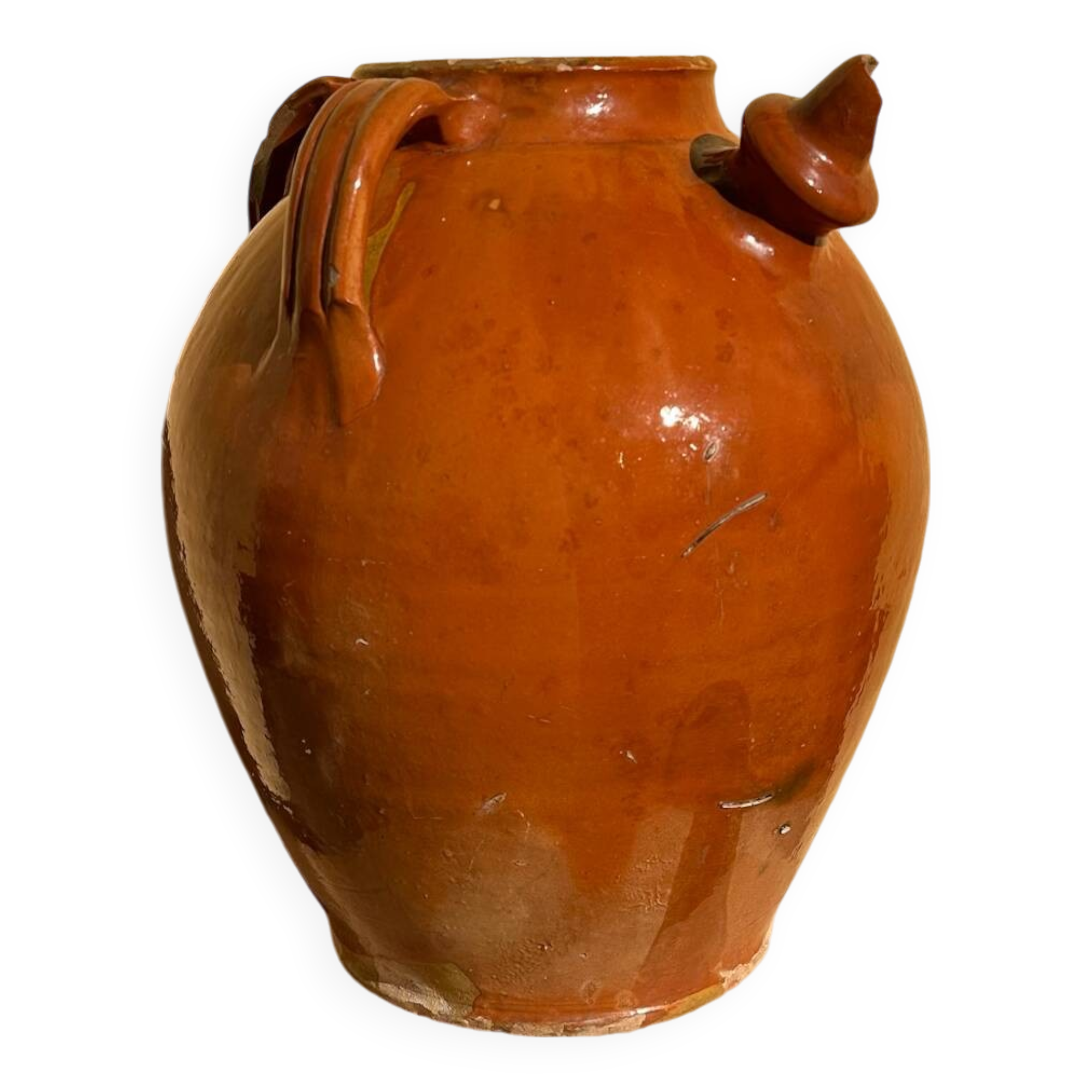 Glazed terracotta water jar, old Ardèche craftsmanship, 1800