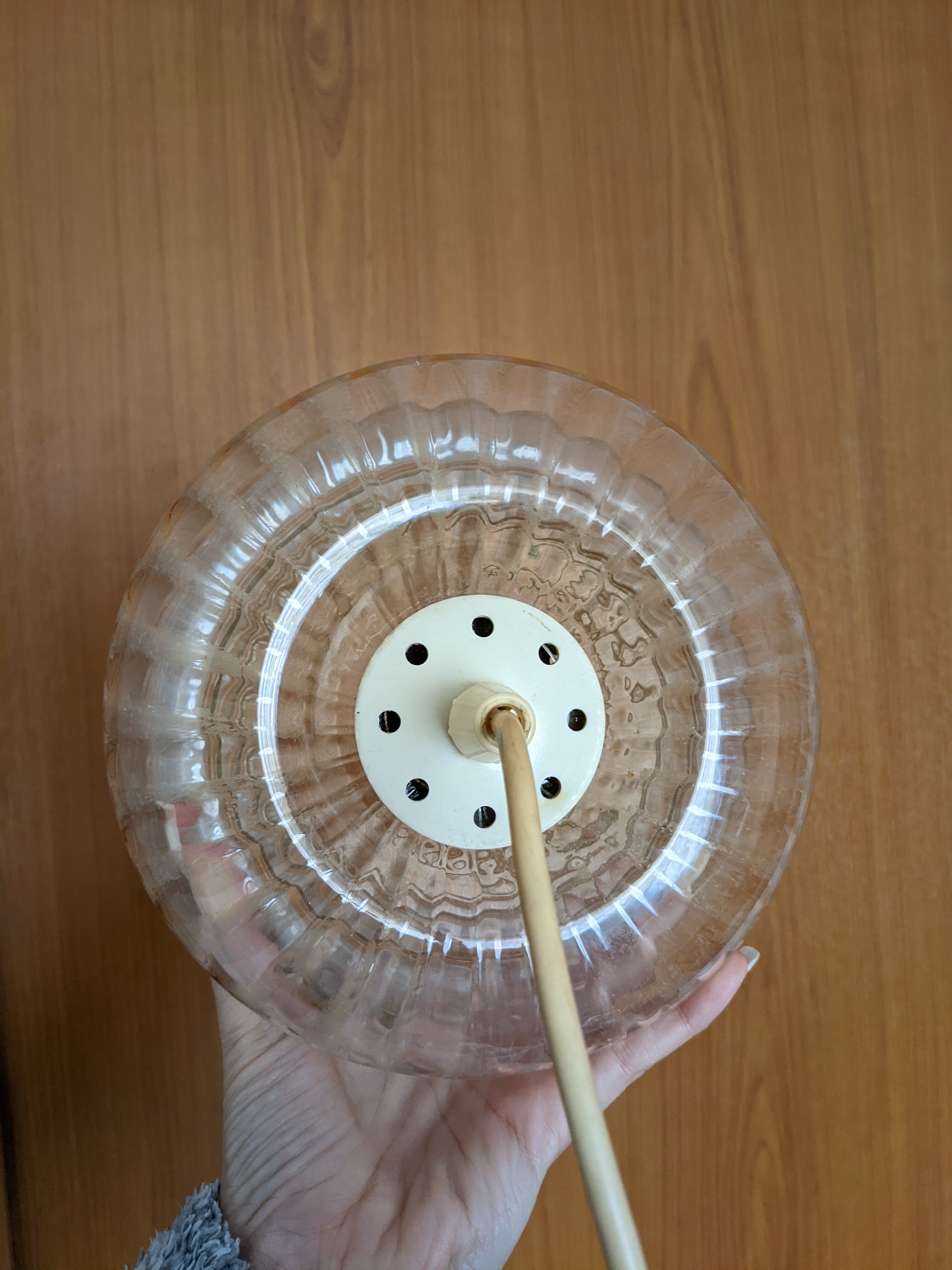 Vintage glass pendant lamp 50s