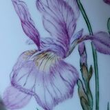 Médaillon Porcelaine Peint Main Fleur Iris.