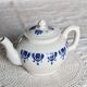 Antique teapot Saint-Uze steel clay cobalt blue pattern