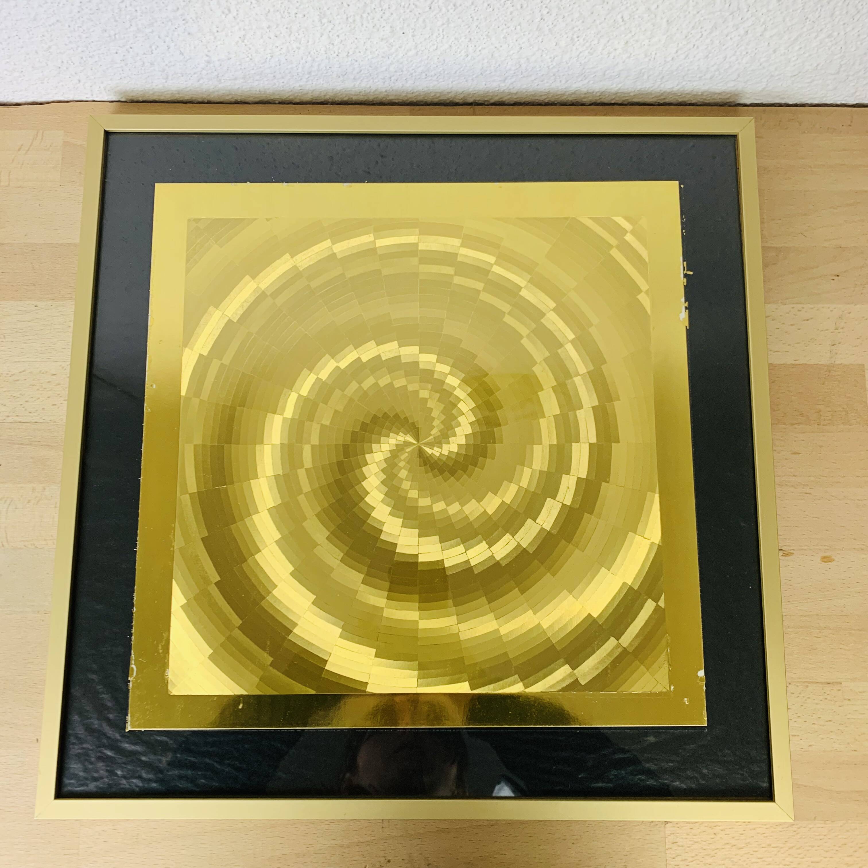 Tableau holographique 70's doré