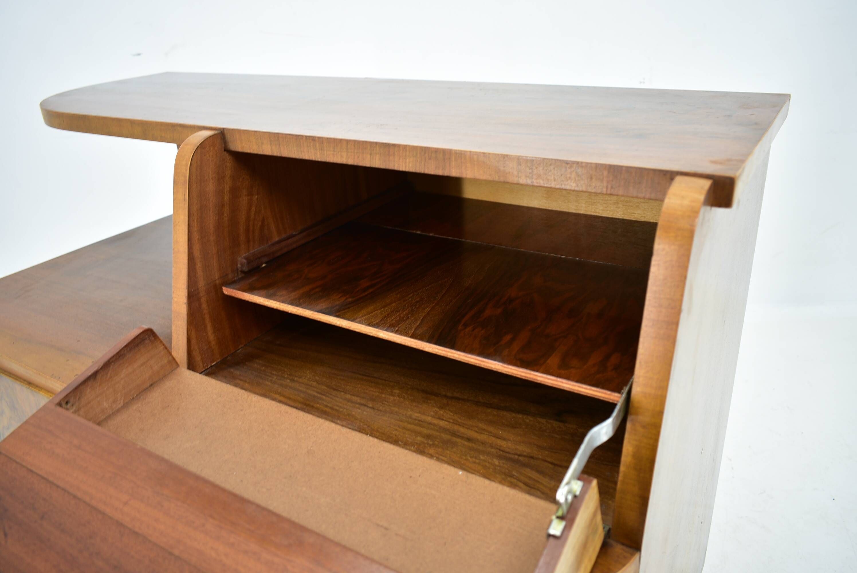Art Deco cabinet from 1940 made of walnut for UP Závody, Czechoslovakia.