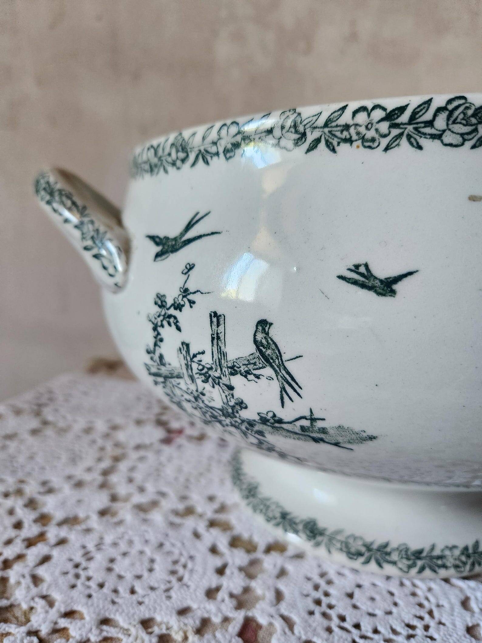 French 19th Century FF Pexonne Tureen 'Campagne' Animal Transferware