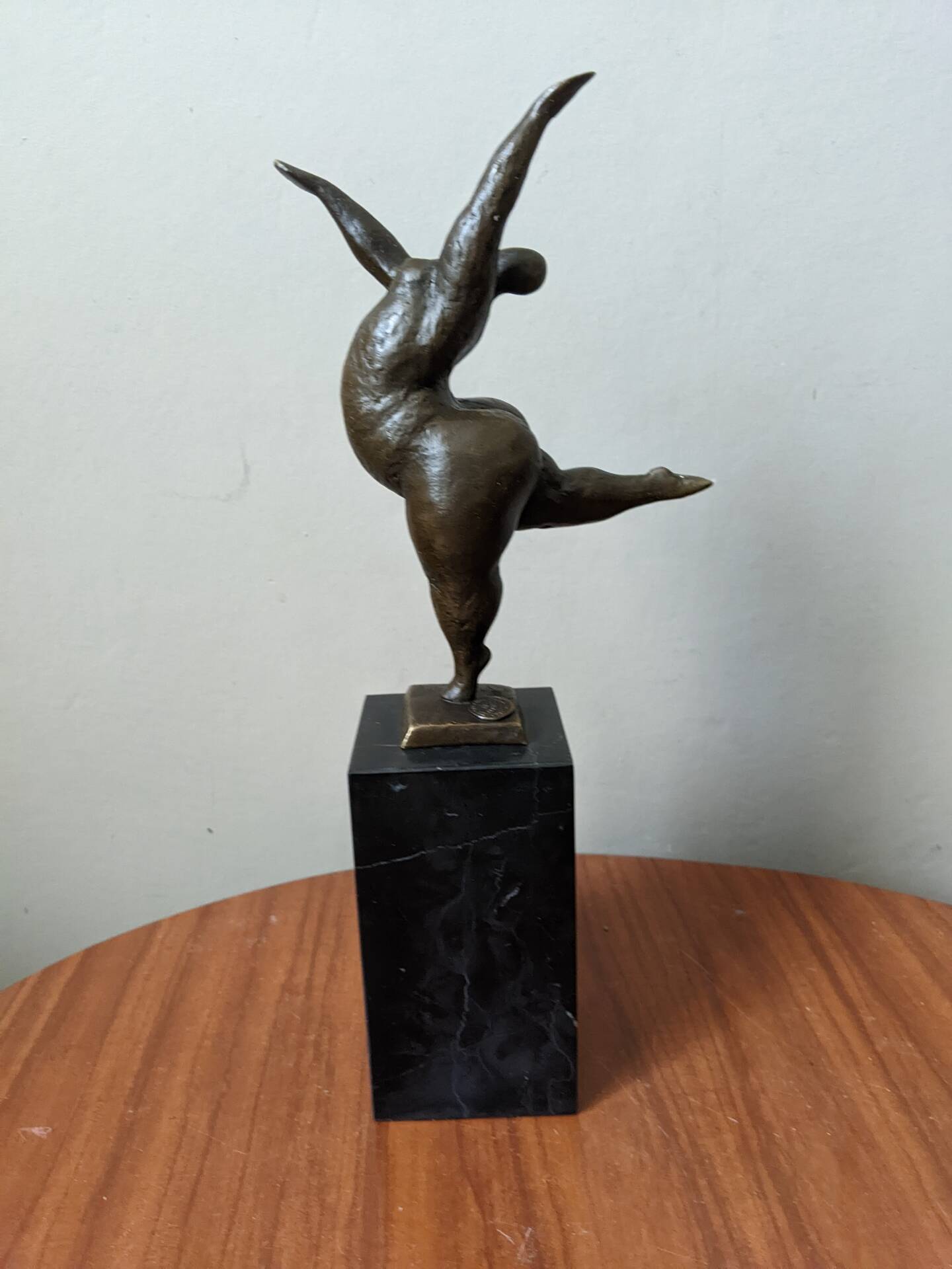 Contemporary sculpture on a marble base