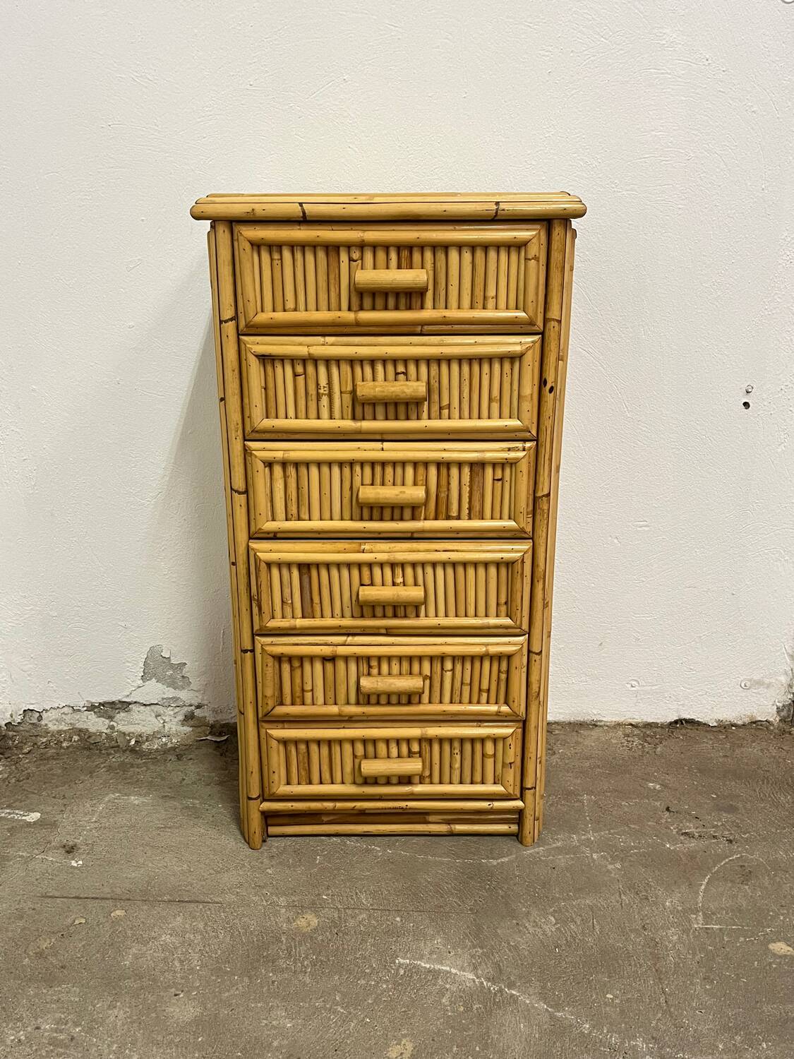 Chiffonnier en rotin années 70