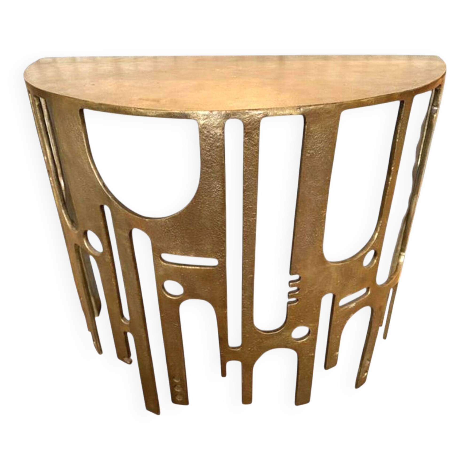 Vlab brutalist console in bronze-finished metal