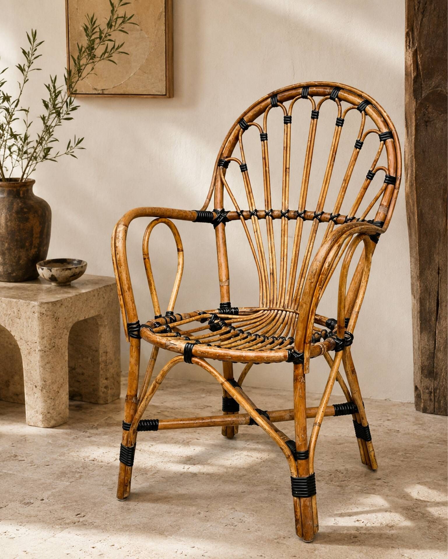 Vintage rattan peacock chair – 1970s