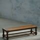 Danish oak footrest with hand-embroidered cushion and rattan seat, baroque, 1940s.