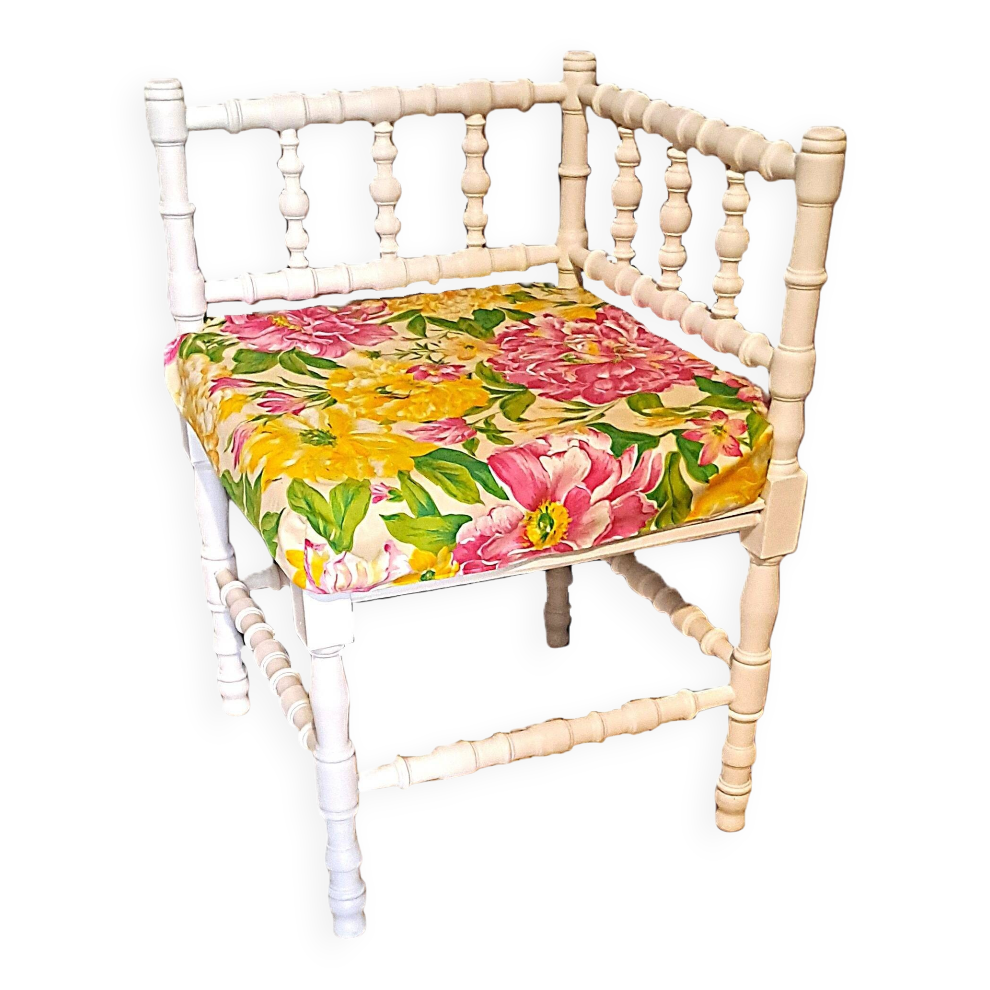 Fabric and wood corner armchair, comfort, relax, 1920s