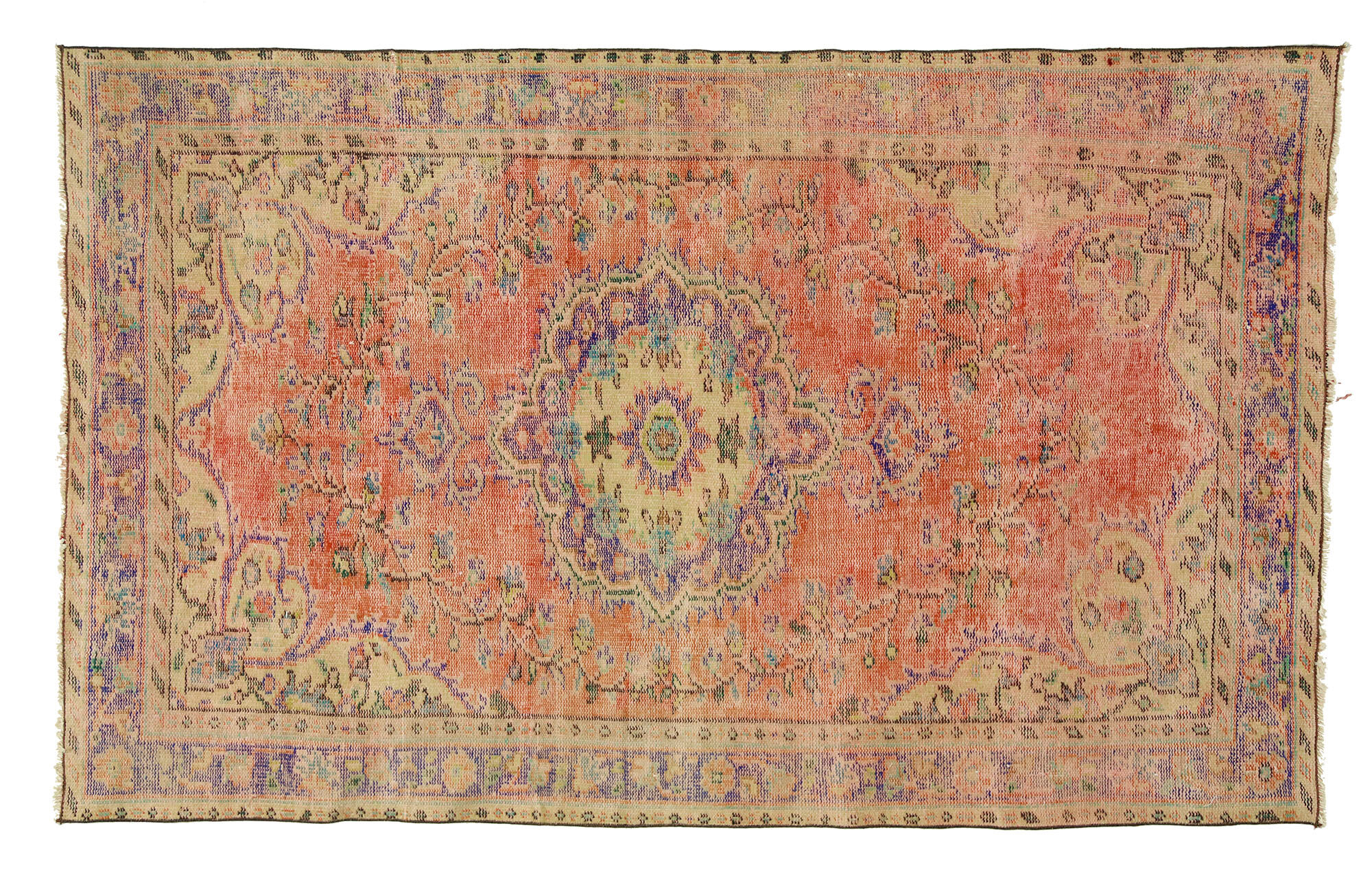 Anatolian handmade vintage rug 230 cm x 140 cm