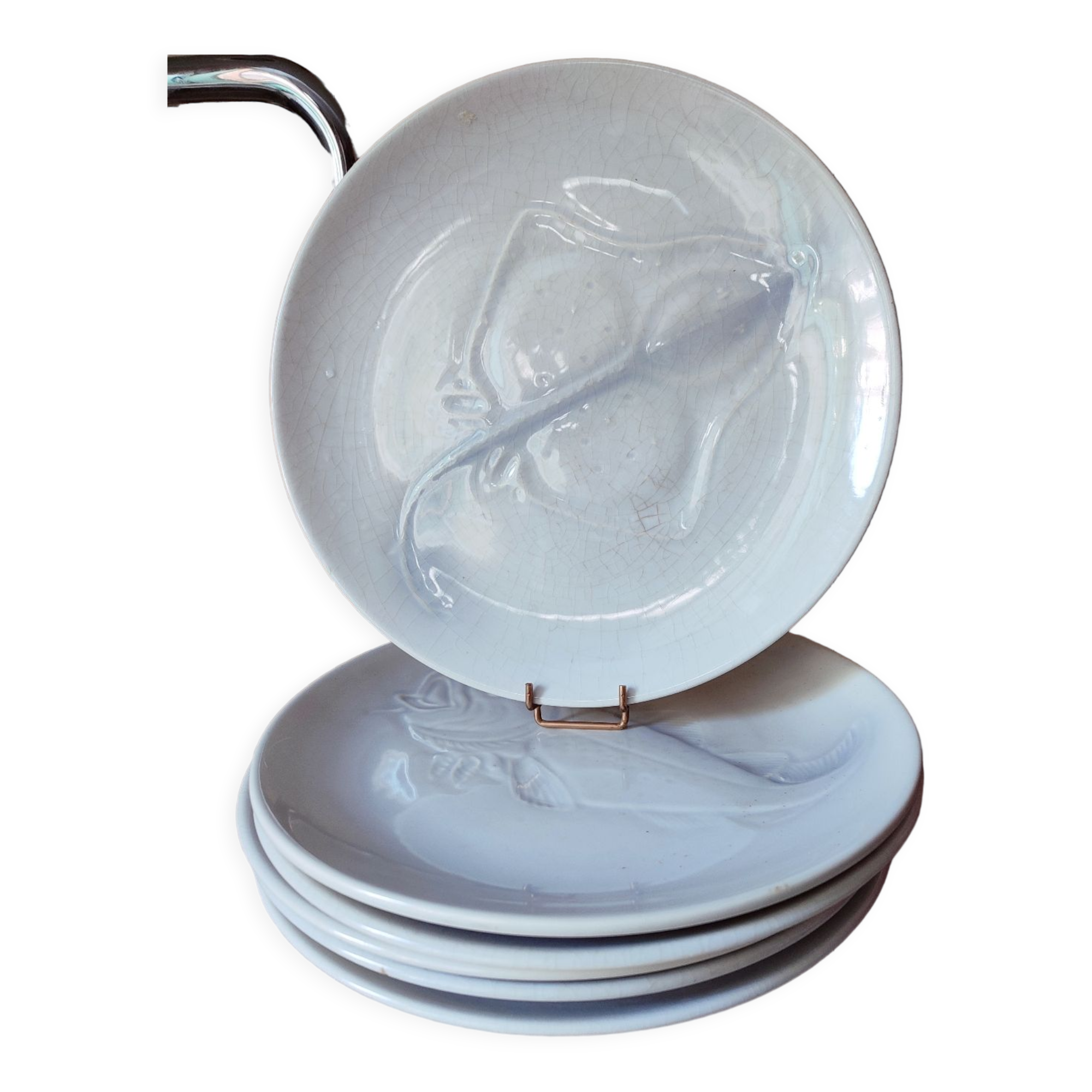 6 Saint Amand earthenware plates with fish