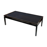 Table basse Pierre Vandel verre et aluminium noir circa 1970