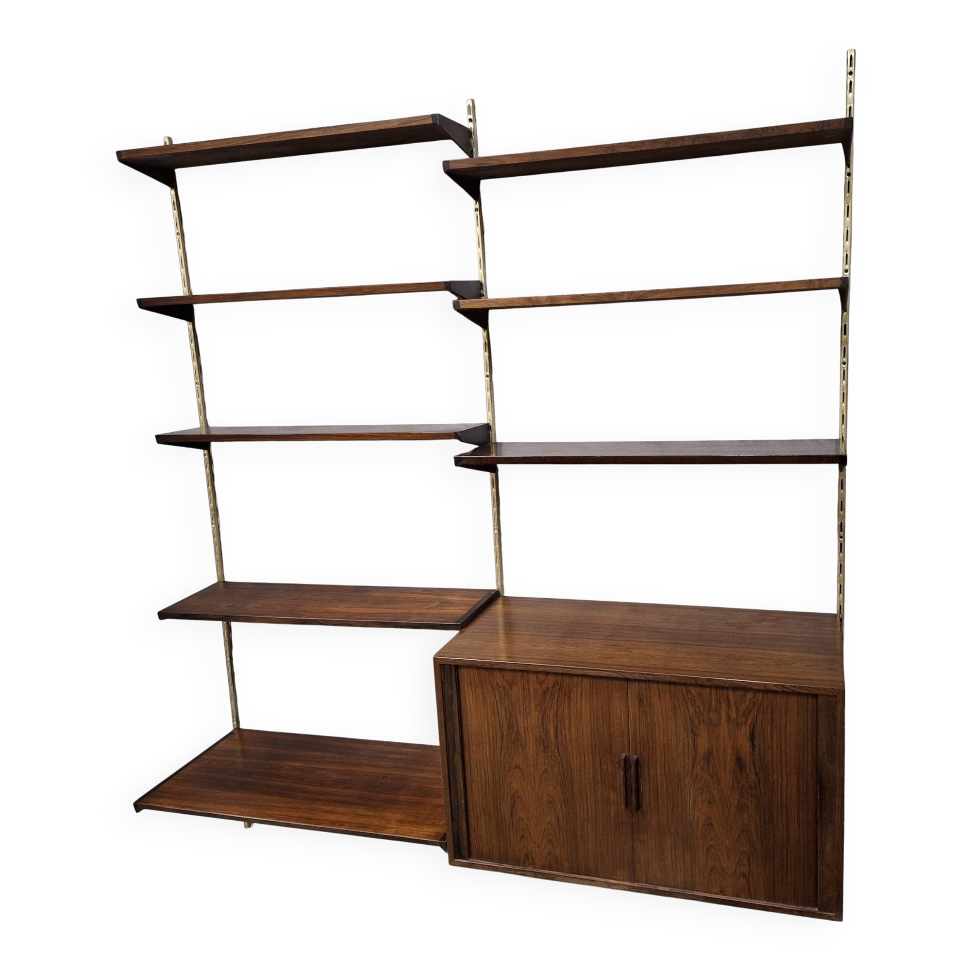 Modular shelving system in rosewood by Kai Kristiansen, Denmark, 1960s.