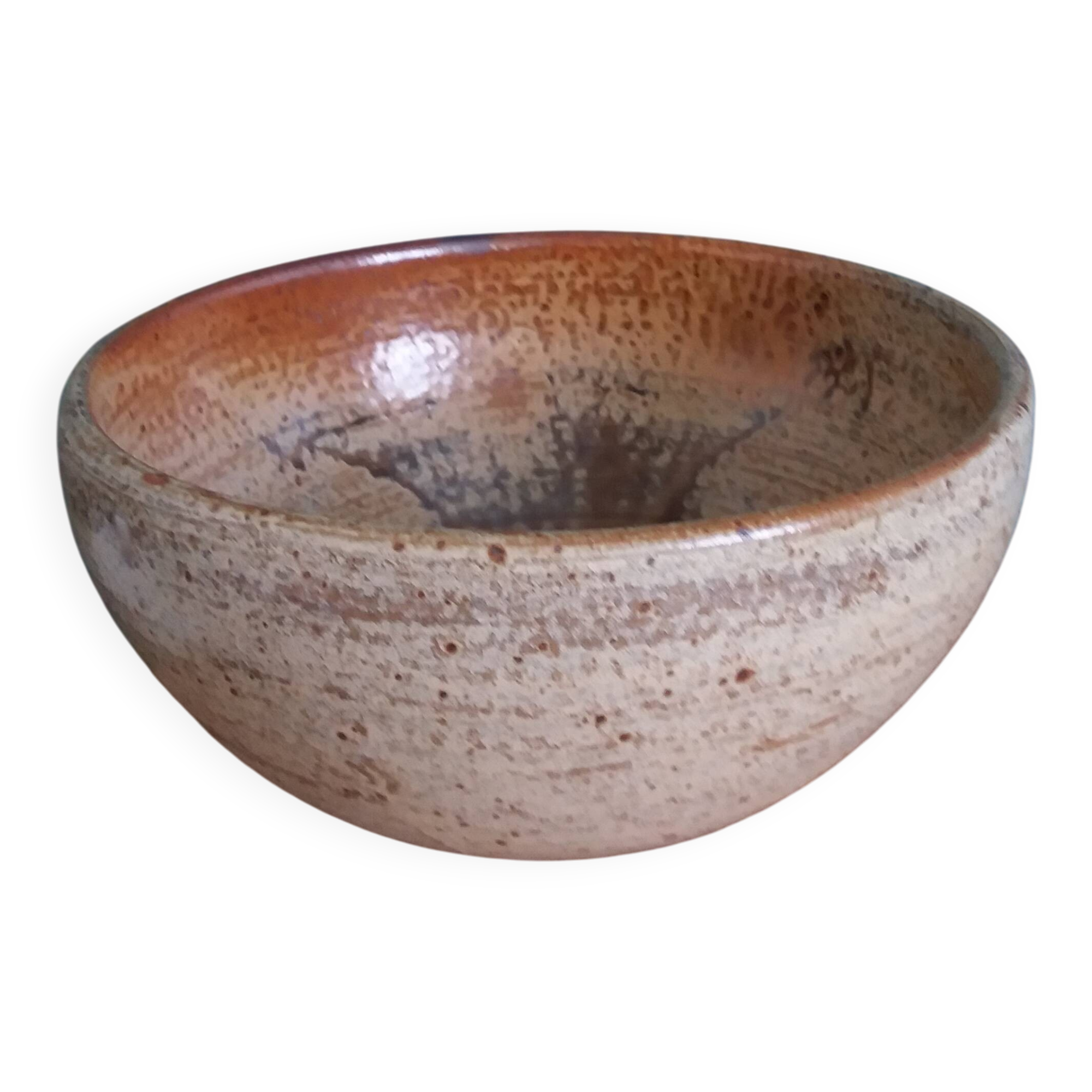 Stoneware salad bowl from Puisaye, signed Jean-Pierre Prud’homme