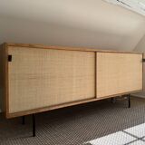 Enfilade Florence Knoll Modèle 116 en Jonc de Mer, 1950s
