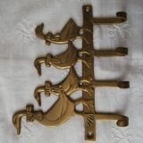 Key hanger, vintage brass tea towels