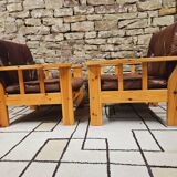 Pair of leather armchairs 1980