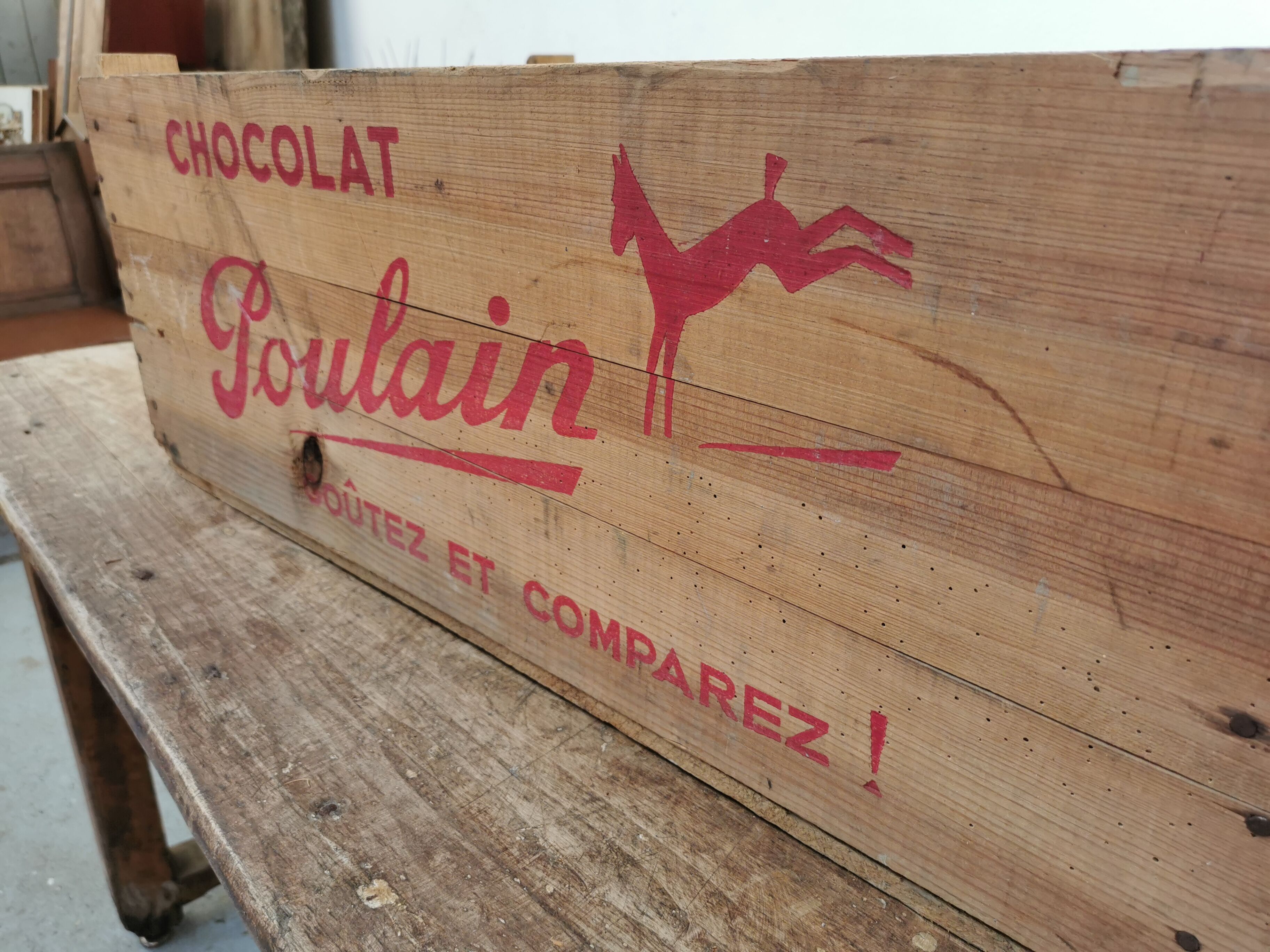 Vintage wooden box Chocolat Poulain