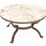 Table ronde fer forgé onyx, 1950