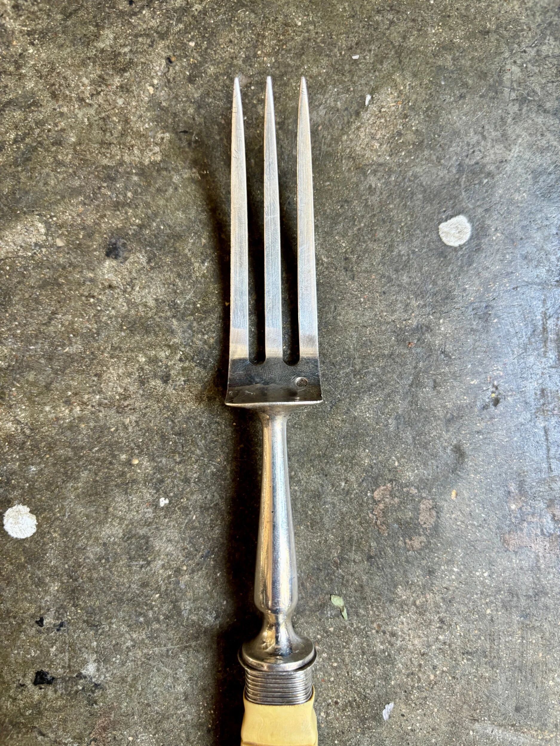 Silver and bone serving fork