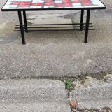 Vintage coffee table metal and lava stone