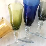 Set of four colored blown glasses