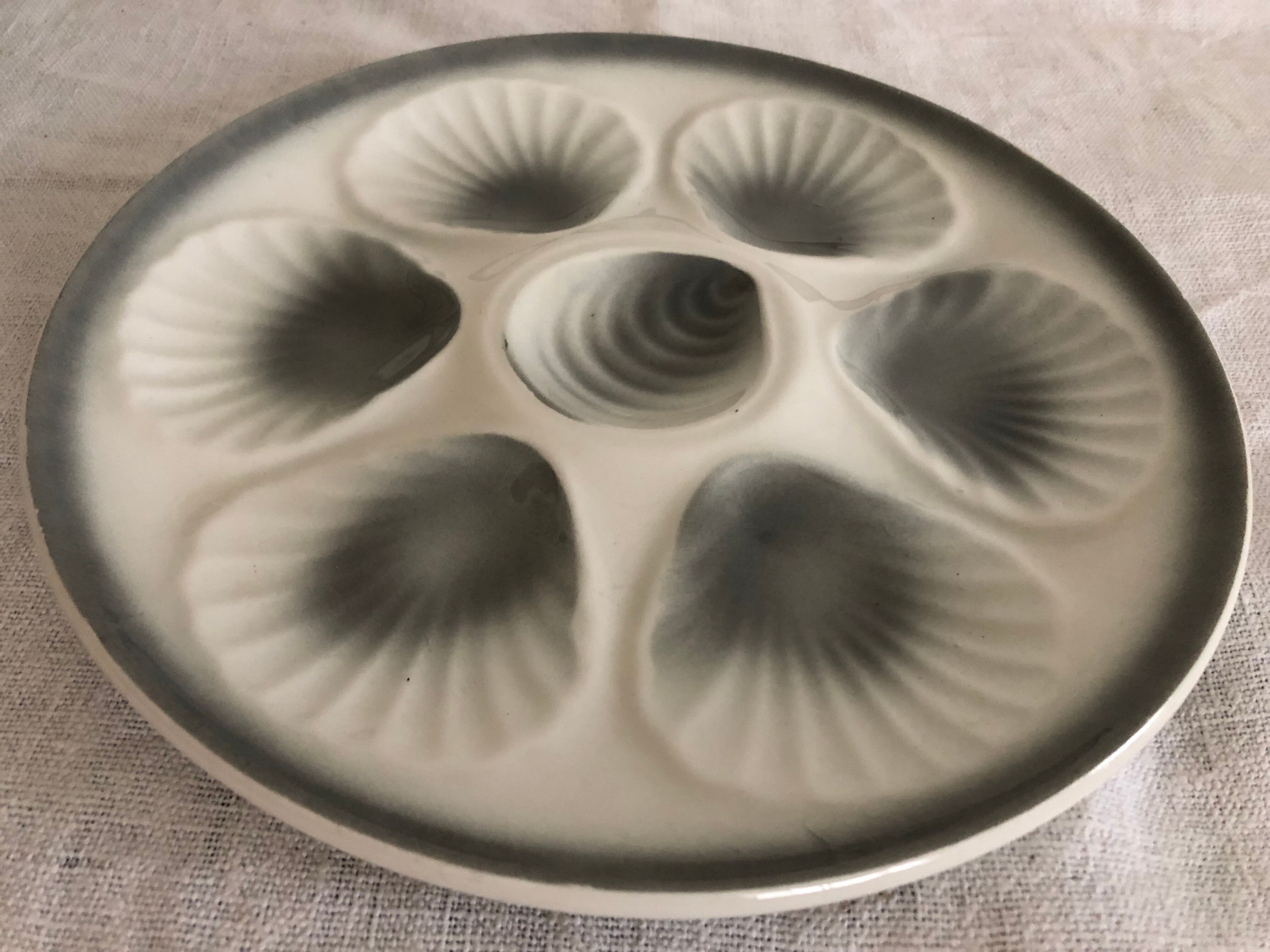 6 oyster plates and their dish - Moulin des Loups