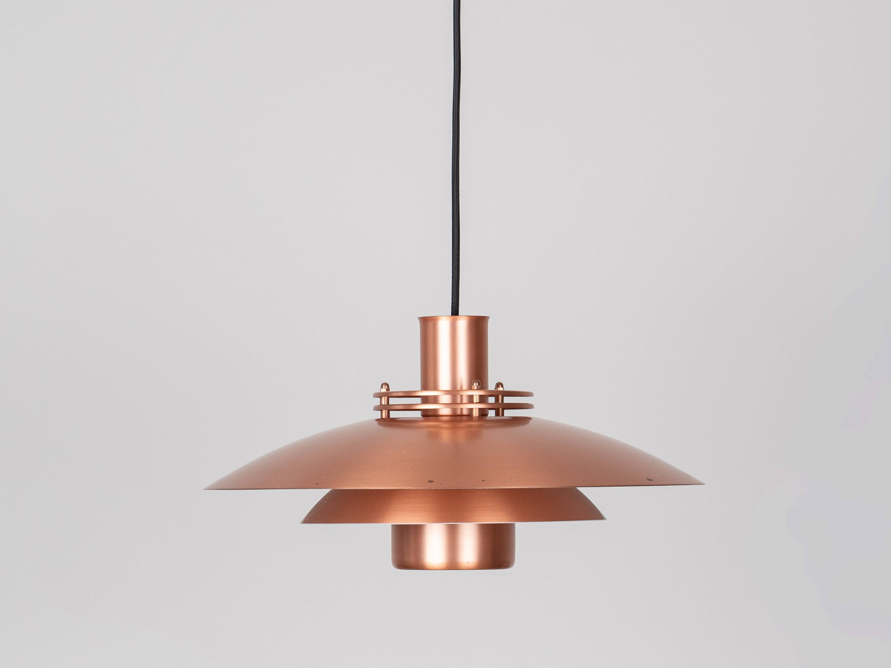 Vintage Copper Pendant Lamp by Form-Light, Danish Mid-Century Modern Lighti