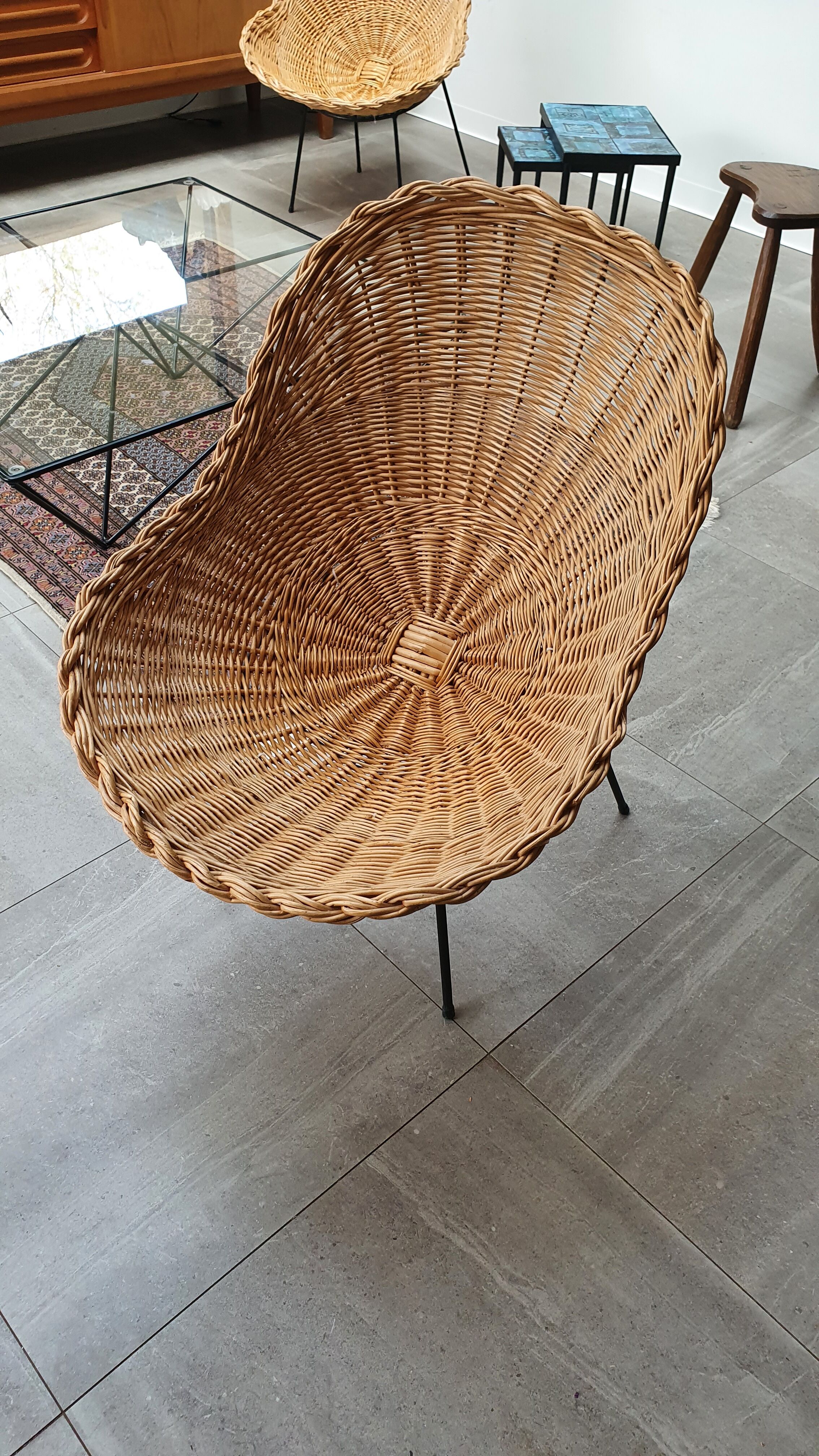 Pair of rattan basket chairs