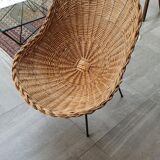 Paire de fauteuils corbeilles en rotin