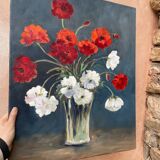 Peinture sur toile bouquet de fleurs dans un vase