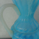 Blue and white opaline pitcher