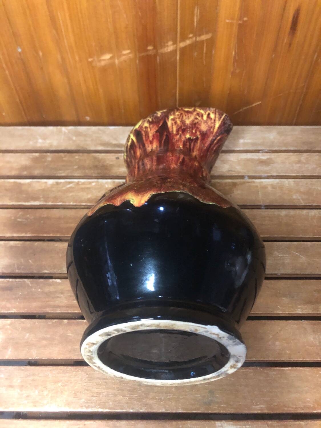 Old morvan small mass pitcher black & red ceramic vintage