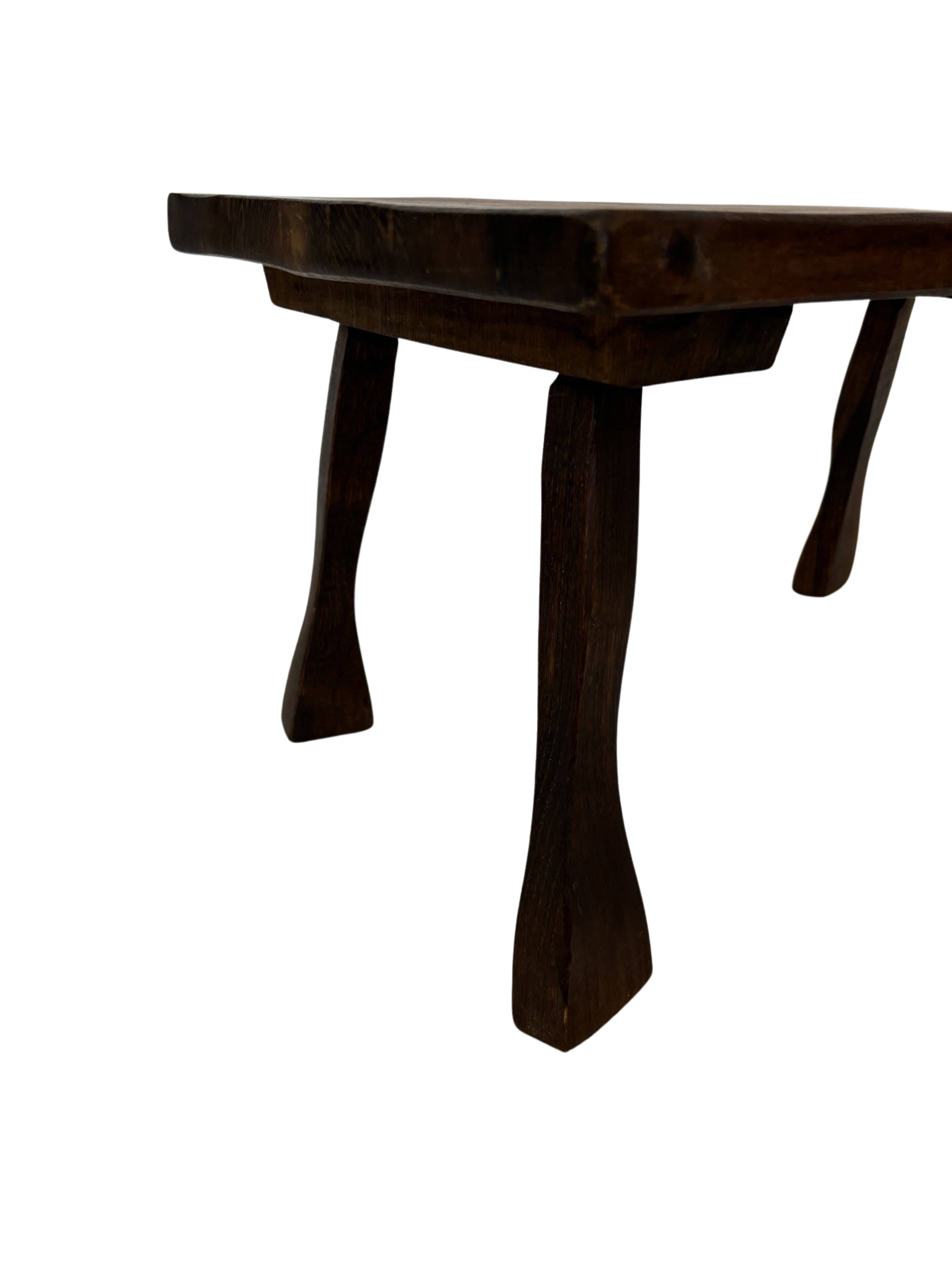 Vintage brutalist side table minimalistic design in dark wood