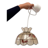 Mother-of-pearl pendant - pink leaf decorations