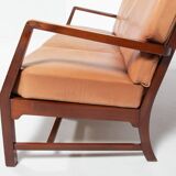 Mid-Century Danish Modern 3-seats sofa with cognac leather cushions