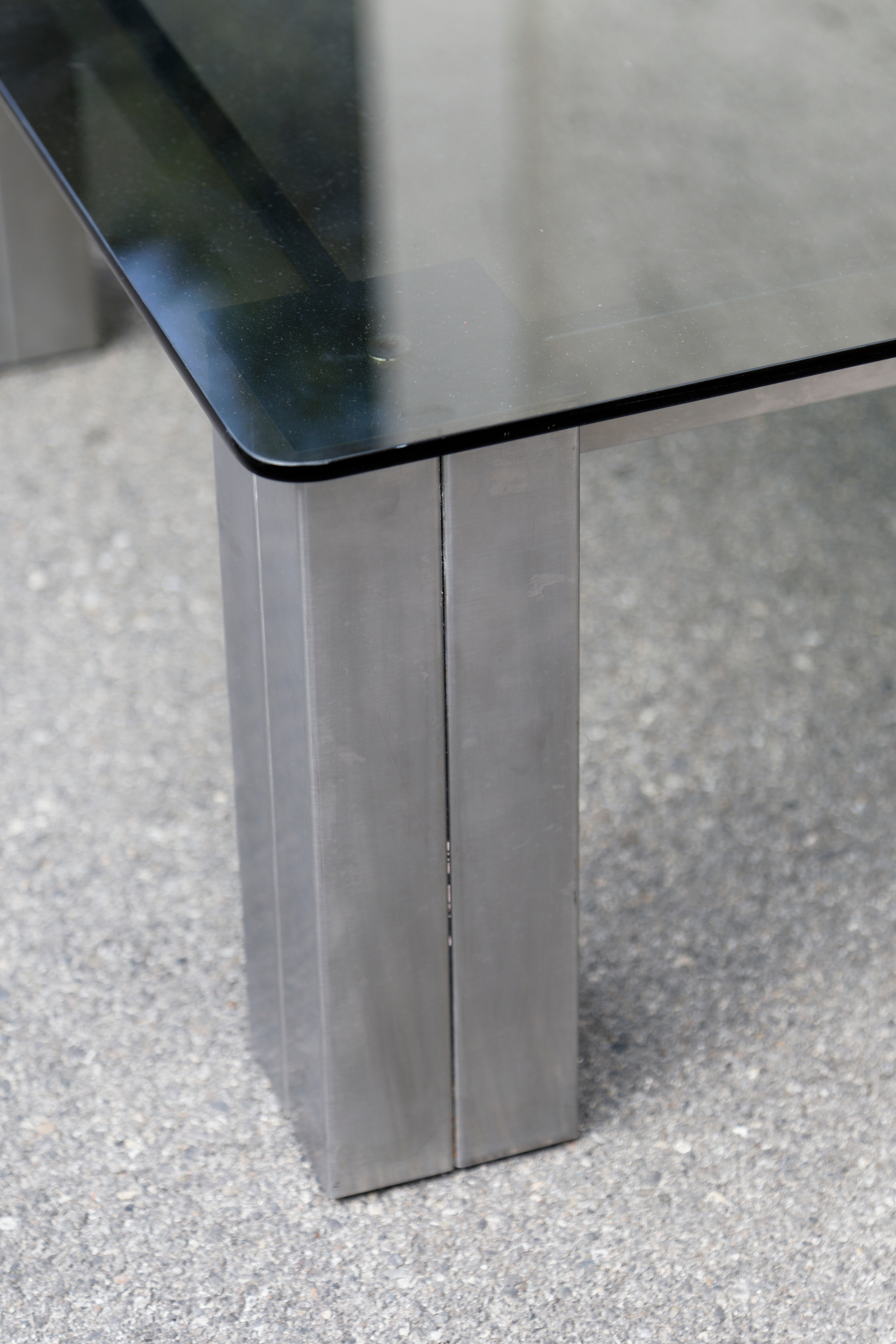 Square coffee table smoked glass Italy 70