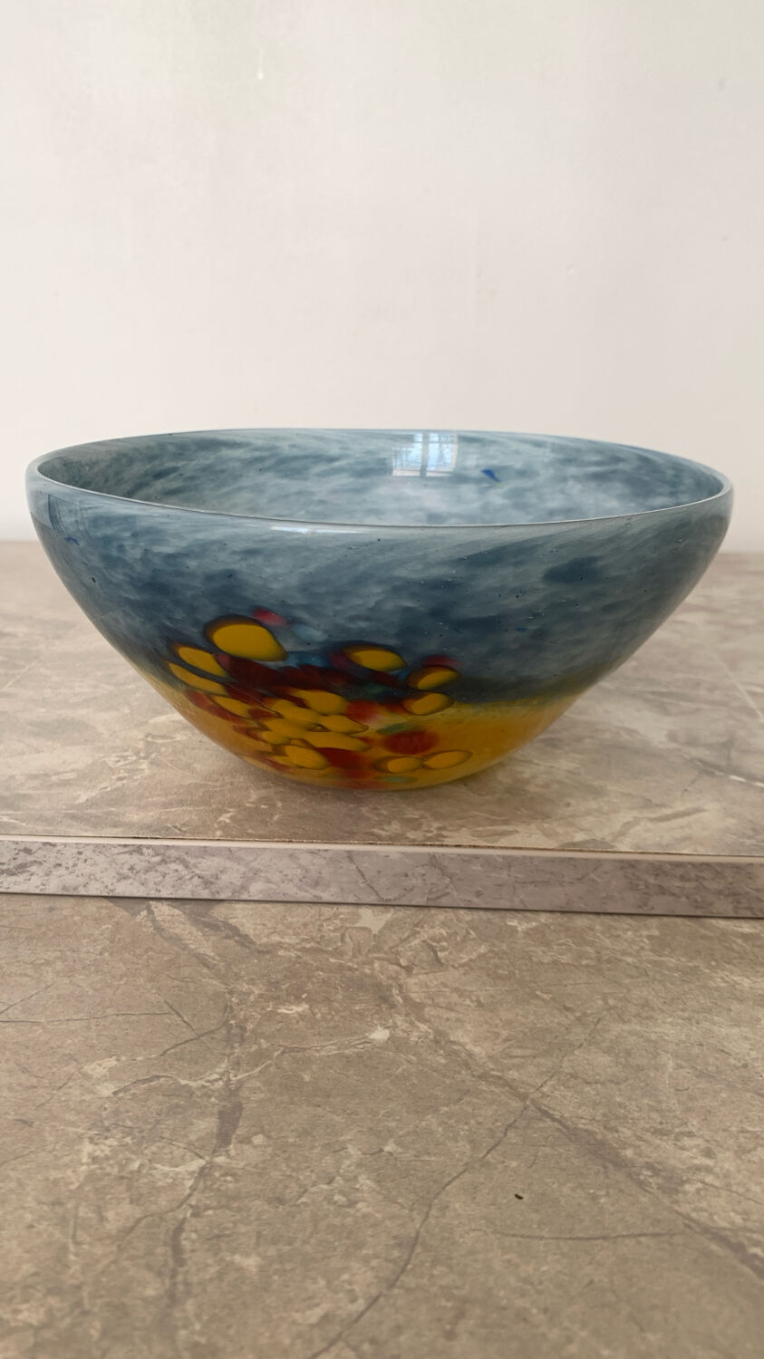 Art Glass Duo Soisy-sur-École - Matching Bowl & Vase - Signed
