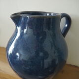 Ceramic pitcher – blue enamel signed J. Normand handmade in France