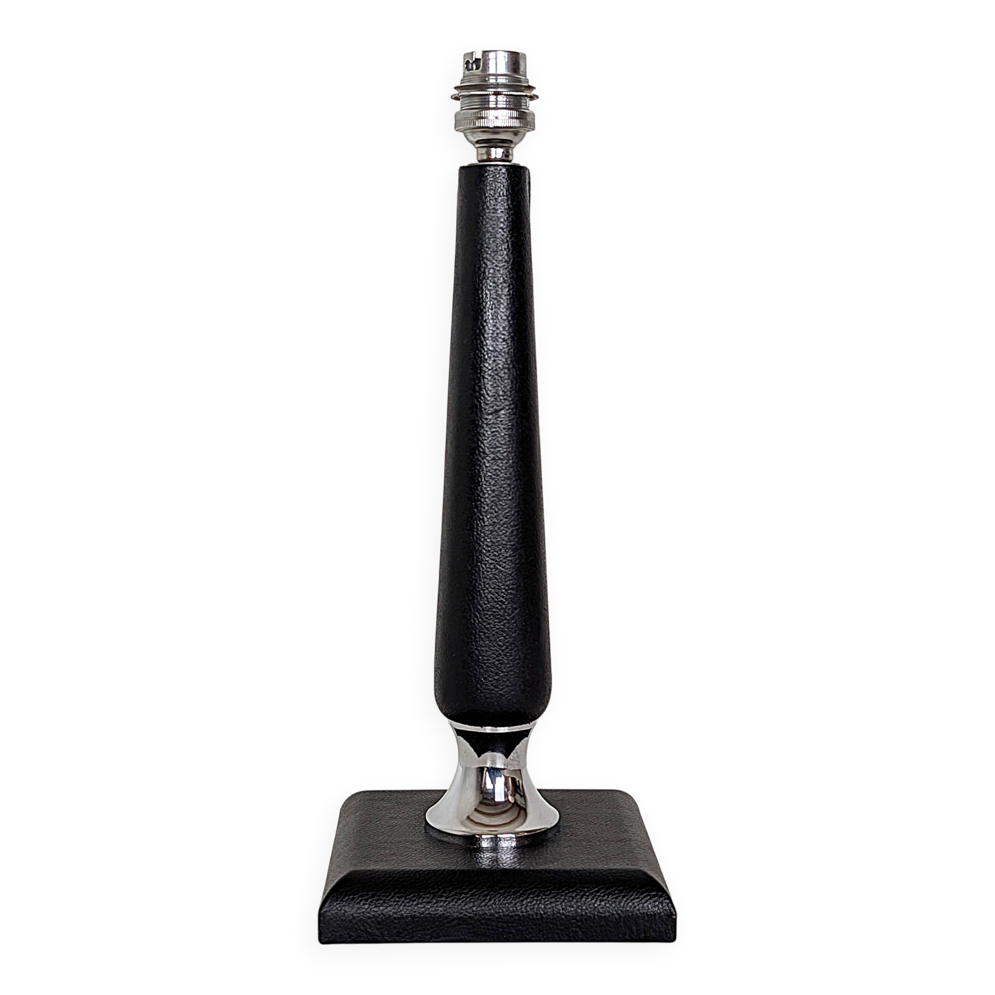 Leather and chrome lamp base