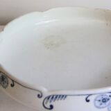 Flat on piedouche, compotier, iron earth, Onnaing earthenware, Palma model, 1890
