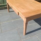 Solid wood coffee table with drawer and original key.