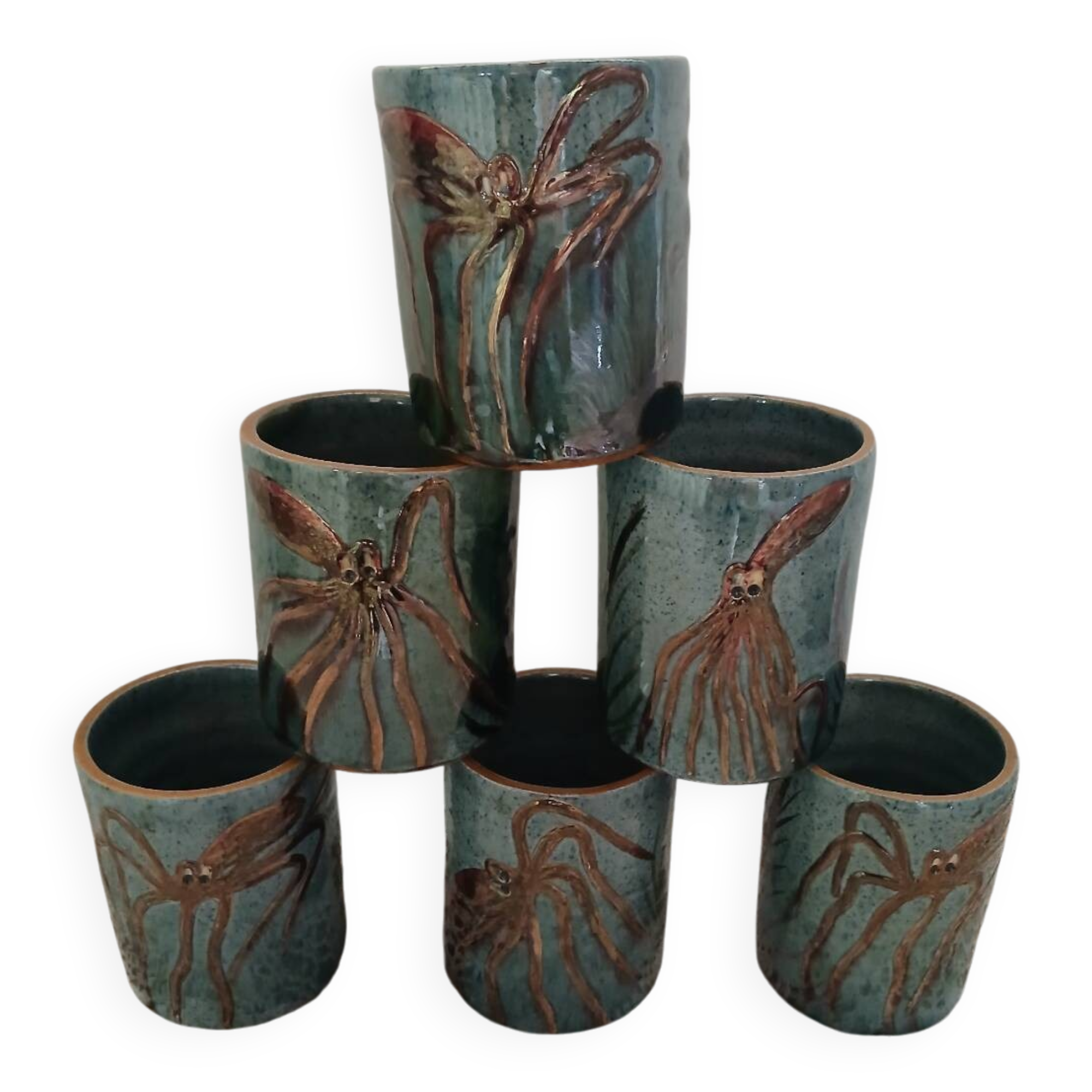 6 vintage handmade cups/mugs