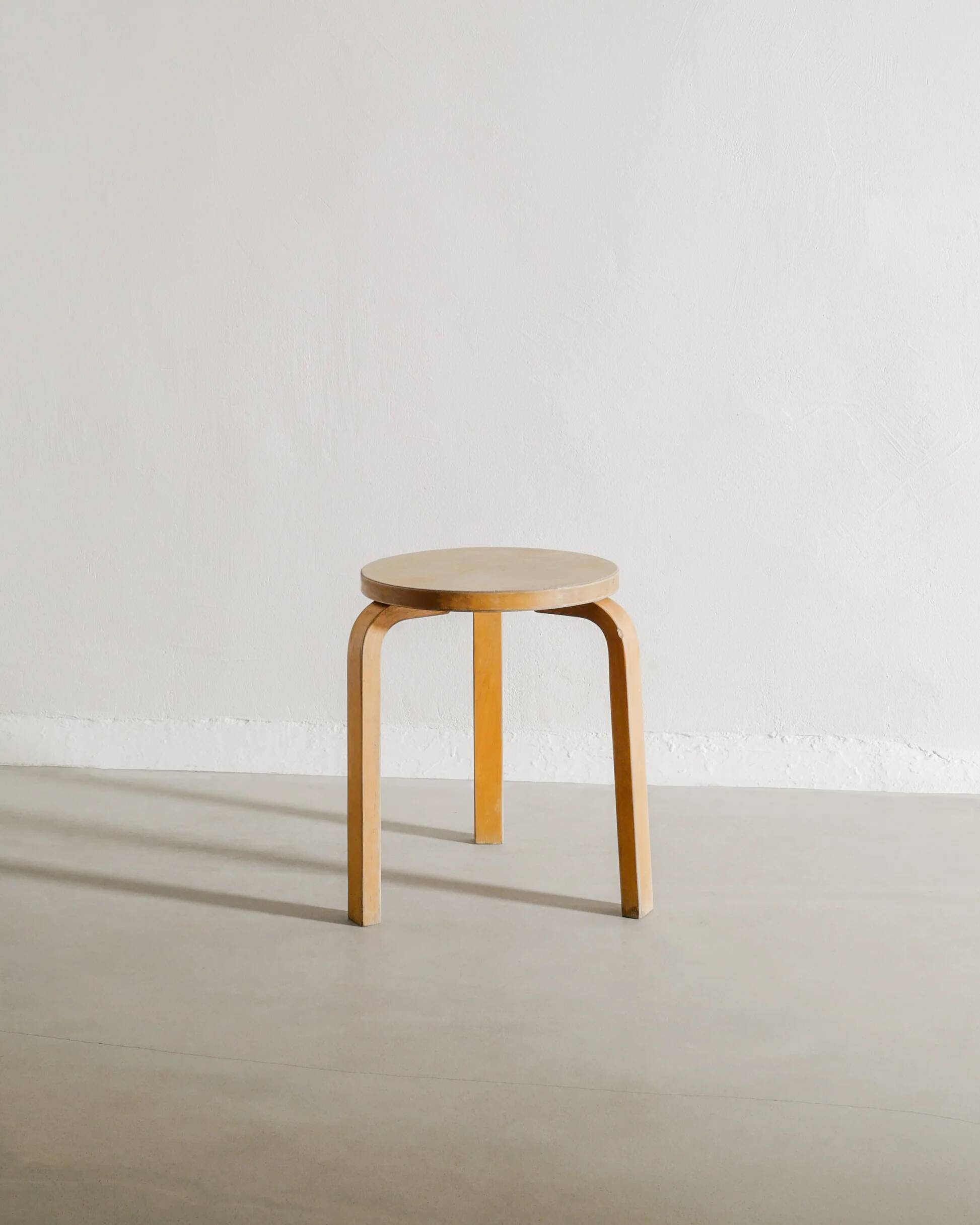 Vintage Original Mid Century Wooden "Stool 60" by Alvar Aalto, 1940s
