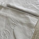 Set of 10 antique hand-embroidered "DM" napkins - Linen threads - 72x86 cm