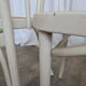 Set of 4 Vintage Thonet Style Dining Chairs: White Wood & Cane Seat