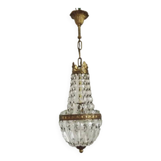 Beautiful French Vintage Empire Style Montgolfier Crystal Basket Chandelier 4711