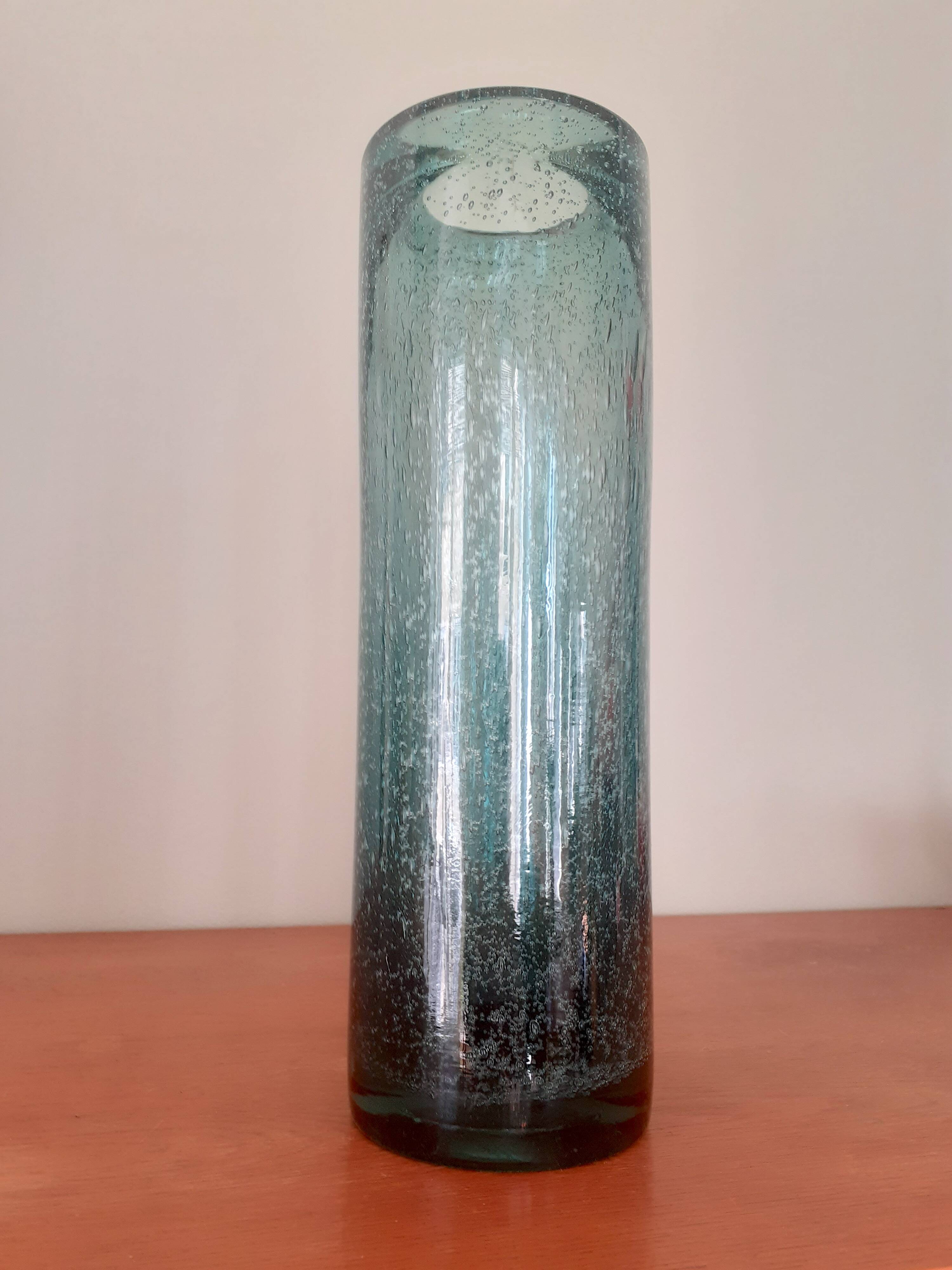 Vase rouleau vintage en verre soufflé de Bendor